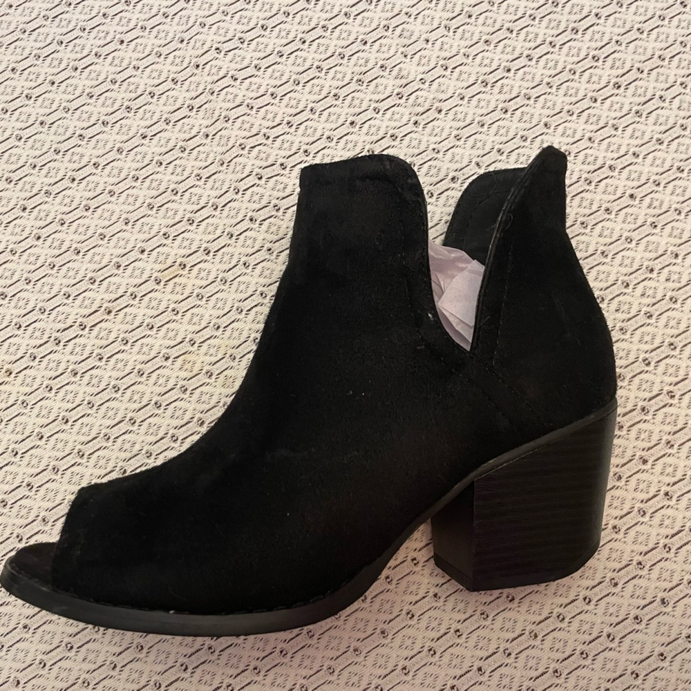 Journee Collection Womens Jordyn Black Suede Open Toe Ankle Boots Shoes